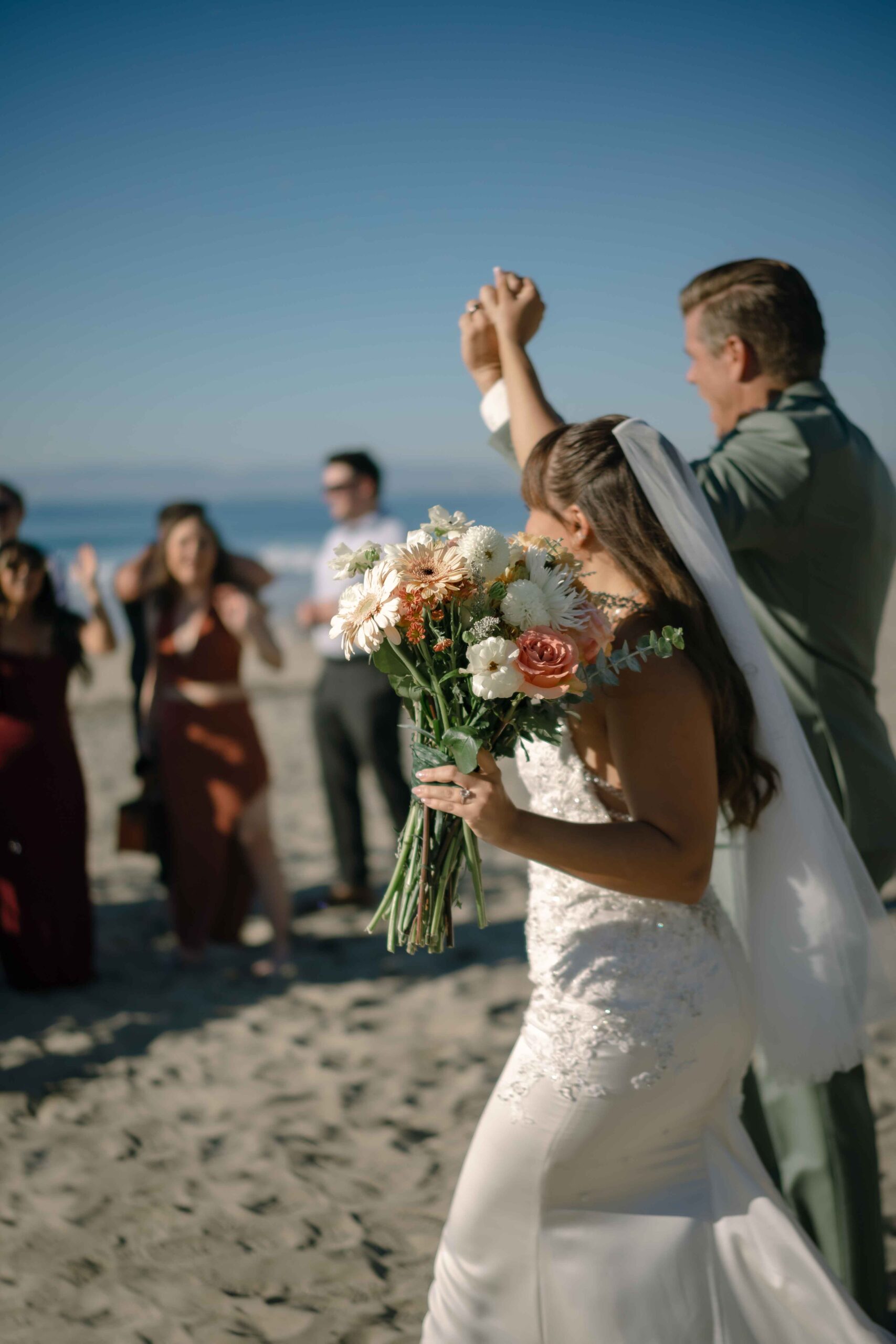 Bride and groom at Torrance Beach wedding